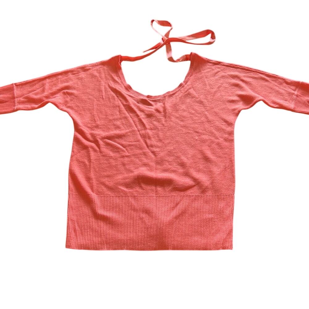 New York & Company Pink Sweater with Back Neck Tie Woman Size XS